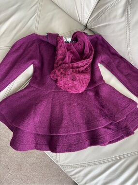 Matilda Jane Layered detachable hood Knit jacket/top in Deep Raspberry